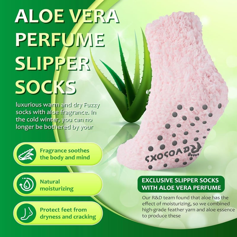 Revosoxs Fuzzy Grip Socks for Women Men,Thick Warm Slipper Cozy Fluffy Non Slip Ankle Hospital socks With Grips. - Image 4